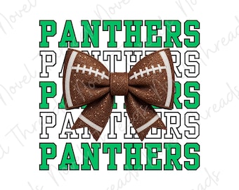Groene Panthers voetbalstrik PNG | Schoolgeest sublimatie | Mascottestrik wedstrijddag shirt ontwerp JPG | Cheerstrik | Voetbalmoeder | Glitterstrik