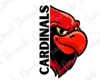 Cardinal Mascot Split Design PNG & JPG | School Spirit Sublimation | Mascot Team Pride Clipart | Instant Download | DTF