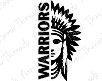 Warrior-mascotte gesplitst ontwerp png en jpg | Sublimatie schoolgeest | Clipart mascotte Team Pride | Direct downloaden | DTF