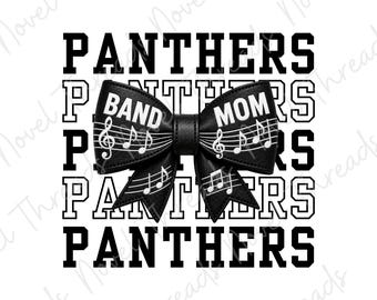 Zwarte bandmoeder png | Panthers bandmoeder met strik png | Voetbalbandmoeder sublimatieontwerp | Direct downloaden | DTF PNG | JPG printbare clipart
