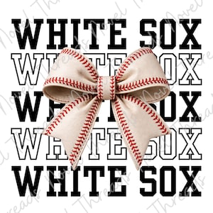 White Sox Baseball Bow PNG | Game Day Sublimation Design | Sports Mom Shirt PNG | DTF Transfer | Baseball Season Digital Download