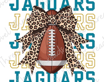 Jaguars Leopard Bow PNG JPG | Jacksonville Jaguars Football Sublimation Design | DTF Transfer | Cheer Mom Sticker Game Day Digital Download