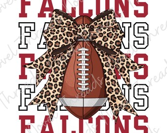 Falcons Leopard Bow PNG JPG | Atlanta Falcons Football Sublimatieontwerp | DTF Transfer | Cheer Mom Sticker | Digitale download voor wedstrijddag