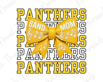 Gele Band Moeder png | Panthers Band Moeder Strik png | Voetbal Band Moeder Sublimatie Ontwerp | Direct Downloaden | DTF PNG | JPG Printbare Clipart