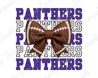 Paarse Panthers voetbalstrik PNG | Schoolgeest sublimatie | Mascottestrik wedstrijddag shirt ontwerp JPG | Cheerstrik | Voetbalmoeder | Glitterstrik