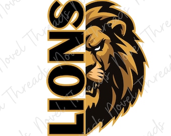 Lions Mascot Split Design PNG & JPG | School Spirit Sublimation | Mascot Team Pride Clipart | Instant Download | DTF
