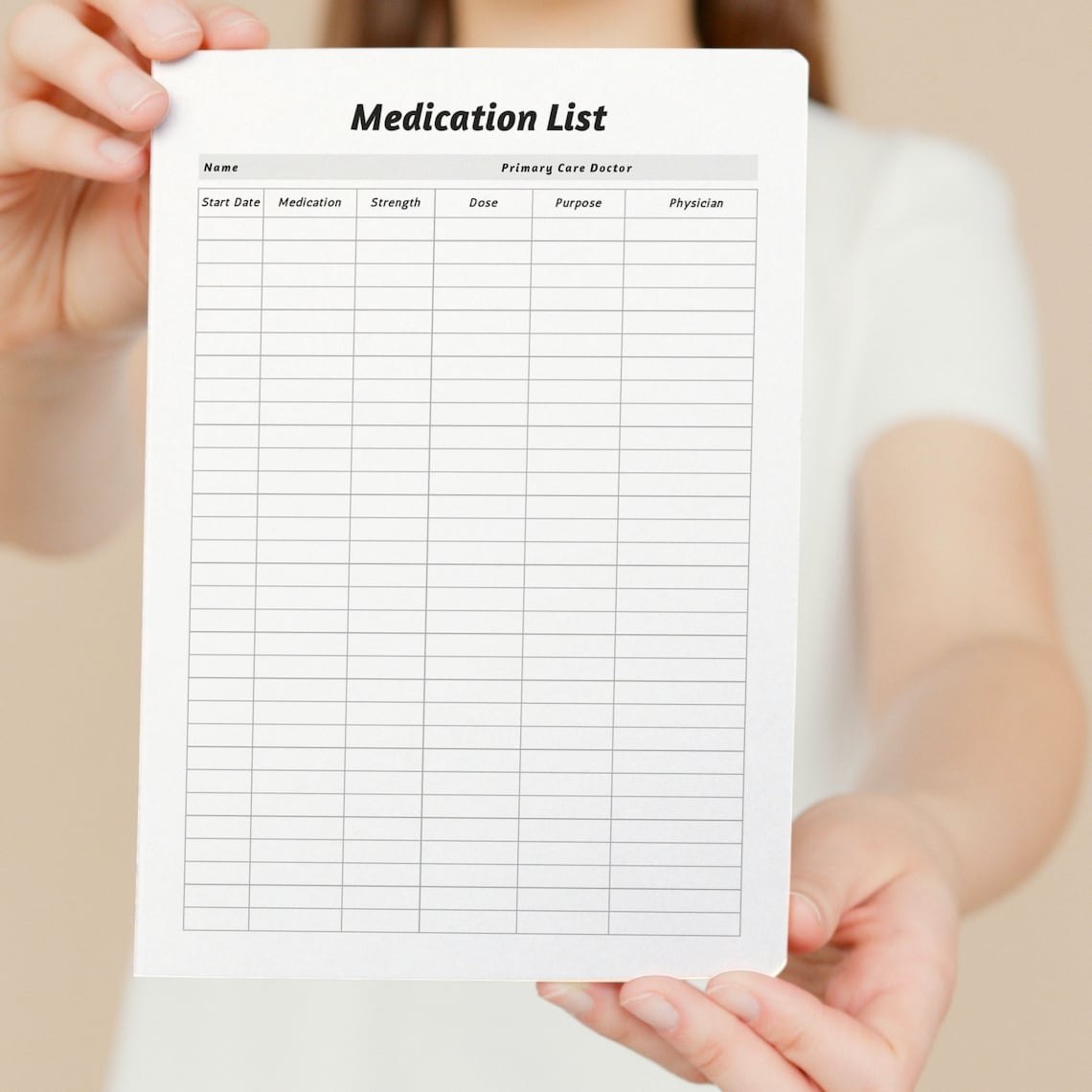 Printable Medication List PDF Downloadable 8.5 x 11 Etsy