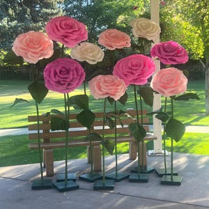 Giant Flower Self Standing Crepe Paper Rose Photography Backdrops Weddings Display Windows Theme Party Stage Prop