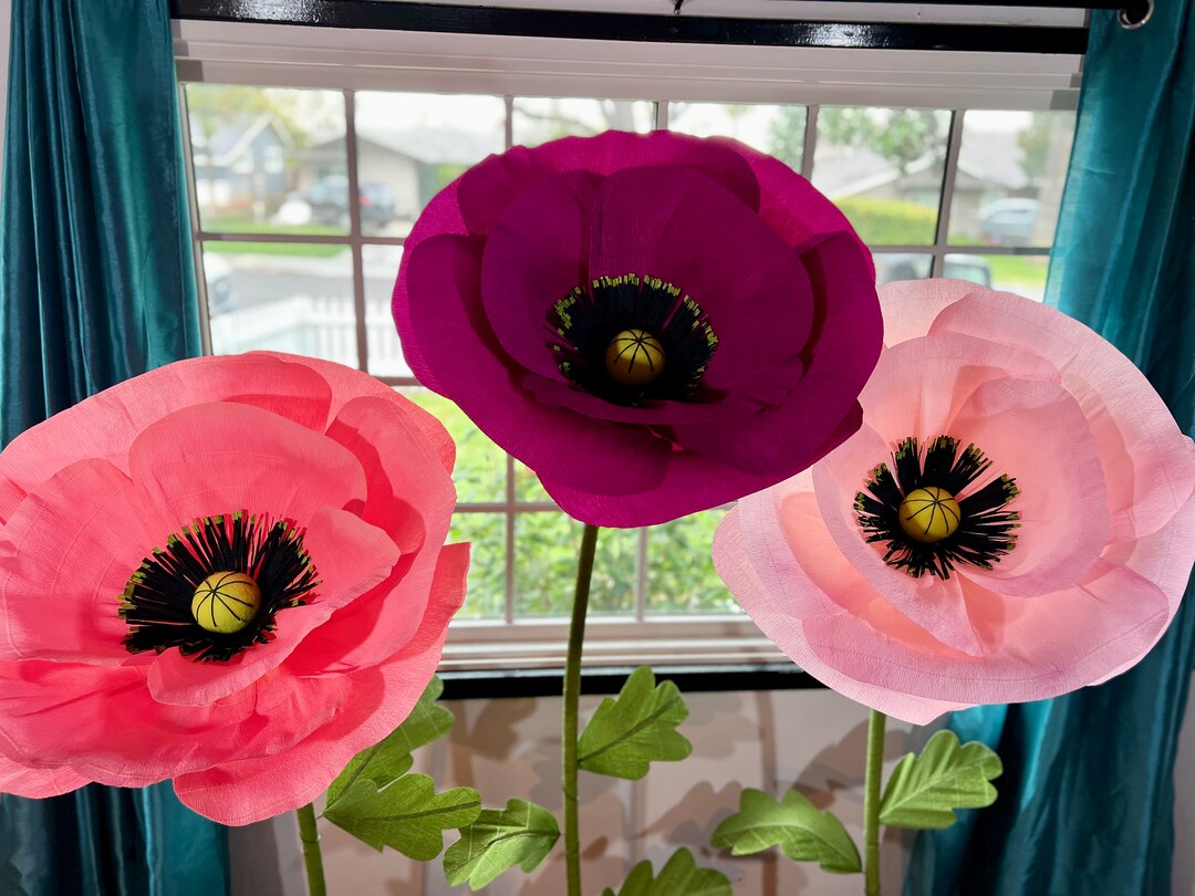 Giant Crepe Paper Poppy Flower Photo Backdrops, Weddings, Store Display