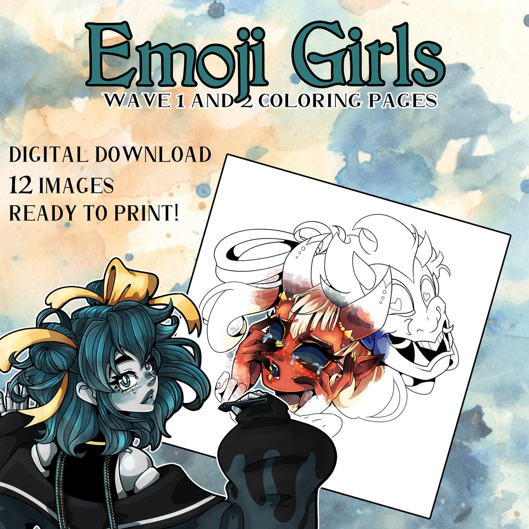 Downloadable Coloring Pages- Emoji Girls (wave 1 and 2) - Etsy