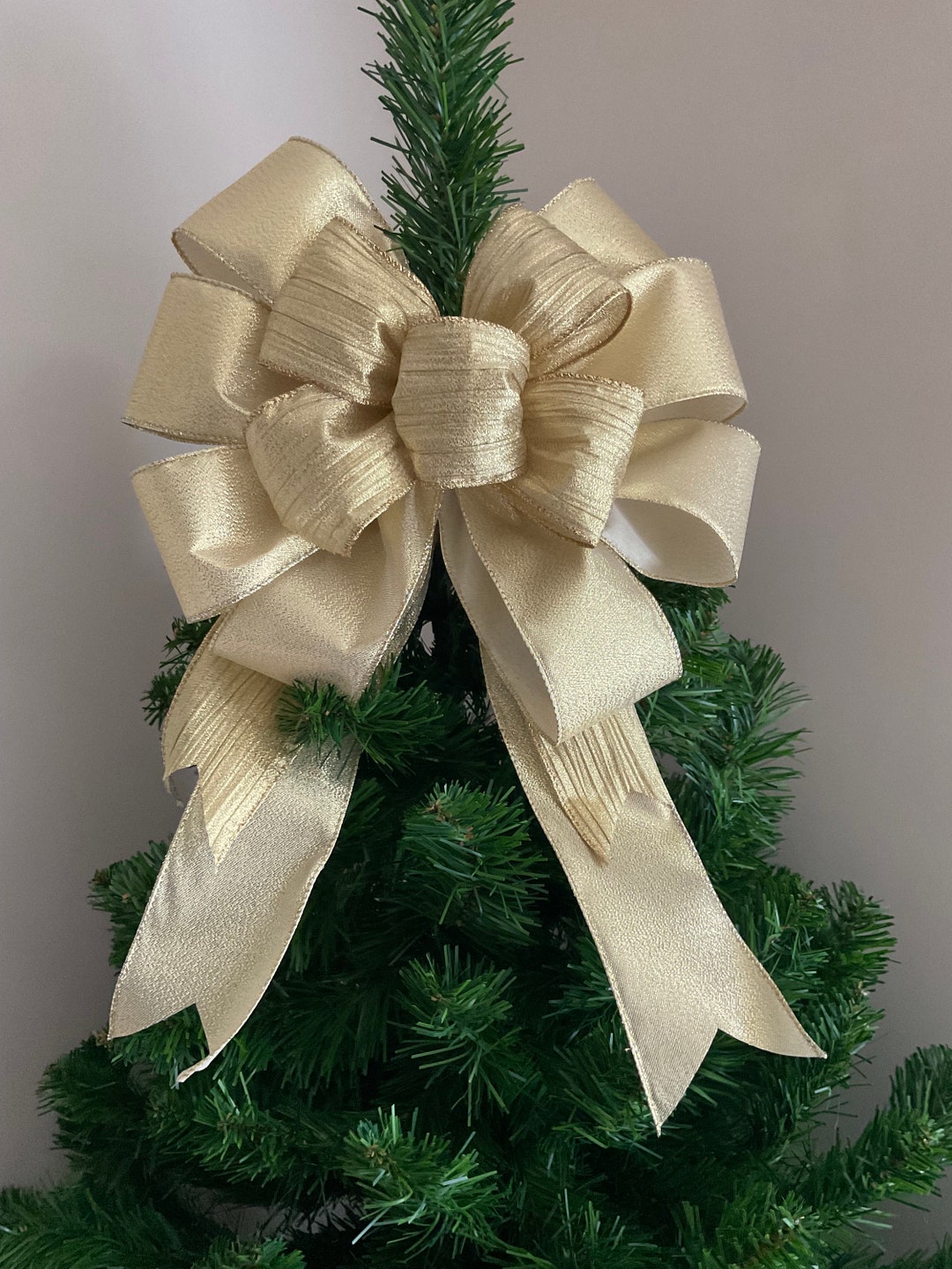 Luxury Gold Ribbon Christmas Tree Topper and Bows Multiple Etsy UK