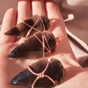 Made to order Black Obsidian wrapped Arrowhead Necklaces