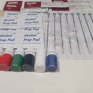 Large 7 Colour Hand Poke Tattoo Kit