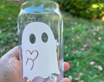 Love Ghost Cute Can Glass - Perfect for Juice, Coffee, and Tea (lid + straw available)