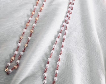 Pearl and rose gold necklaces - 2 styles