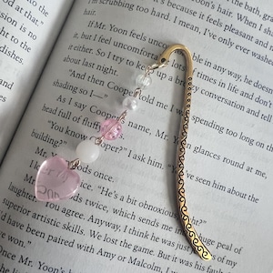 Dangle bubble heart bookmarks book hooks - unique gifts for readers bookish (beaded) great valentine's day gift