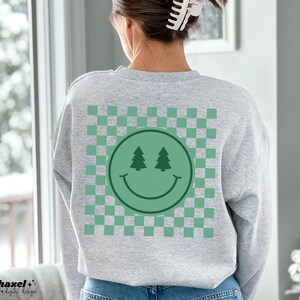 Christmas Tree Svg, Trendy Checkered Christmas Svg, Christmas Smiley Face Png, Holiday Season Svg, Christmas Smiley, Winter Svg, Xmas