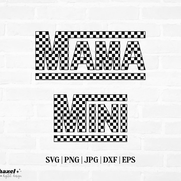 Checkered Mama Mini Svg, Mama Svg, Cool Kid Svg, Trendy Kids Svg, Checkered Mama Mini Sublimation, DIY Matching Shirt, Kids Png, Skater Font