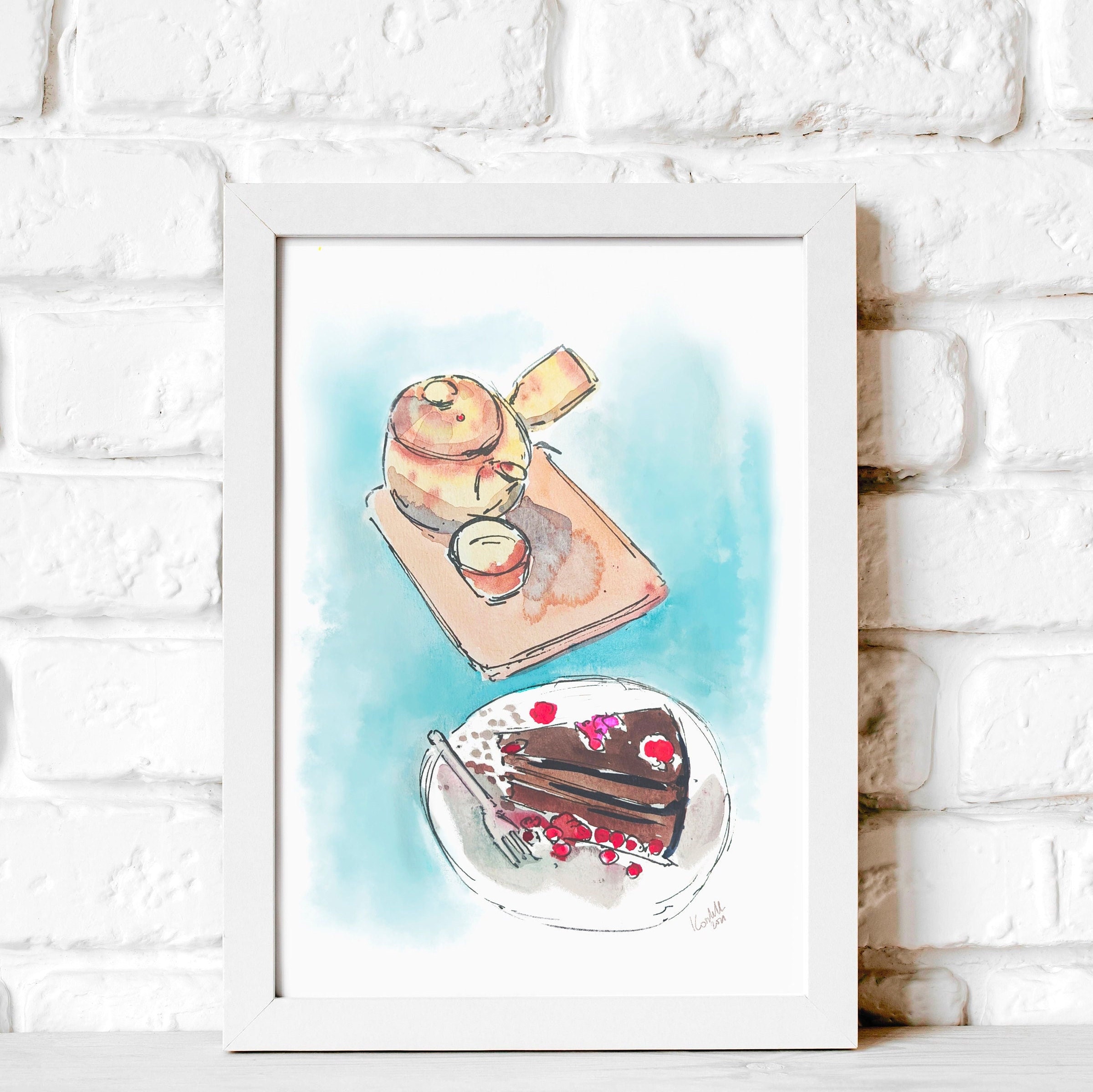Printable Artwork of Tea and Cake for a Foodie - Etsy