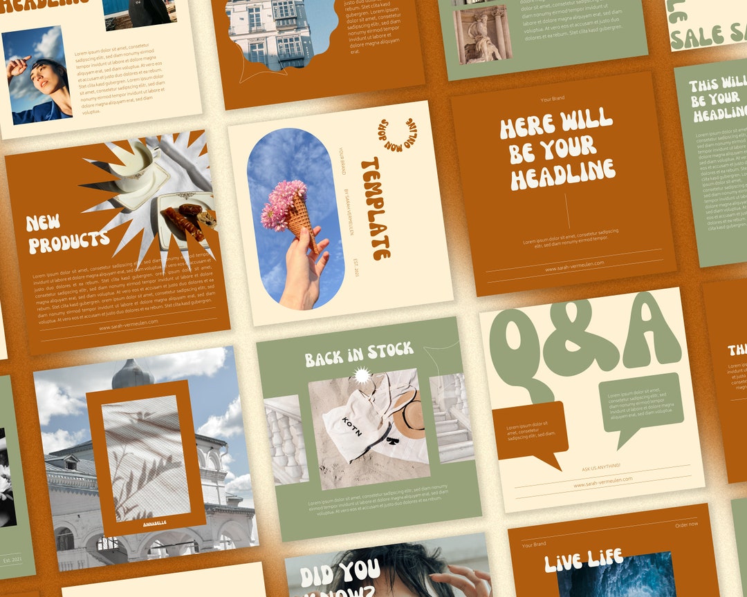 40 Instagram Post Template Bundle CANVA NUDE SUMMER Cute Colorful ...