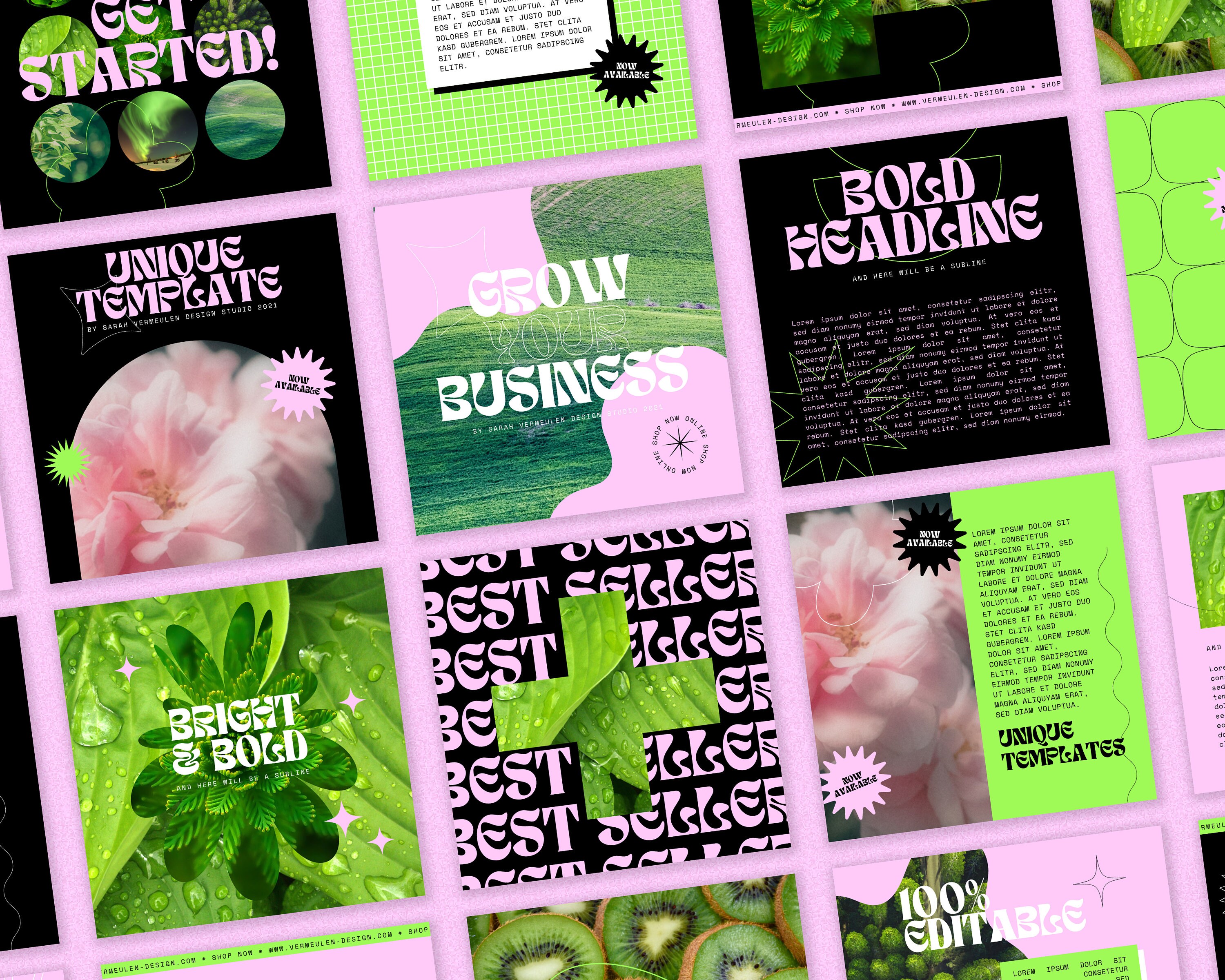 40 Instagram Post Template Bundle CANVA Y2K Techno Digital Pastel ...