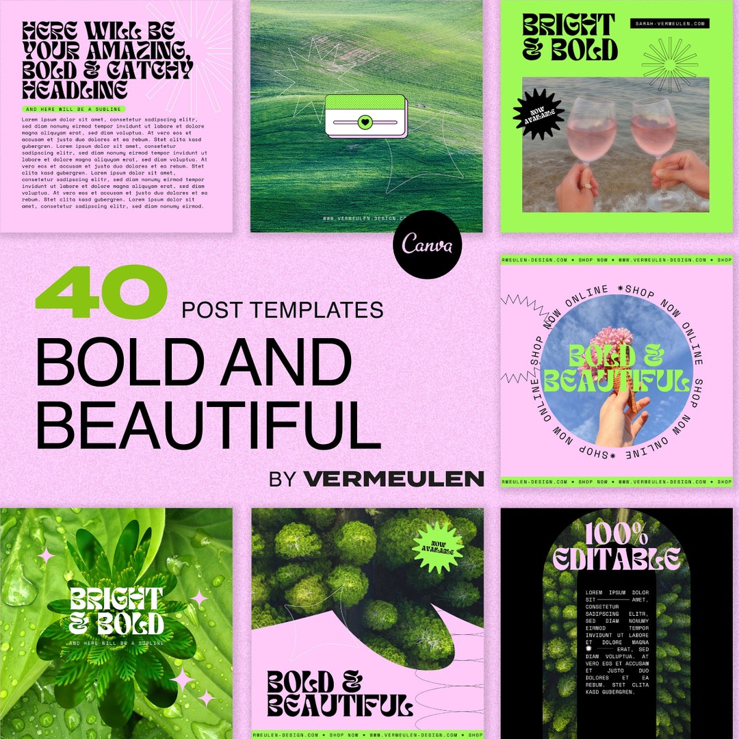 40 Instagram Post Template Bundle CANVA Y2K Techno Digital Pastel ...