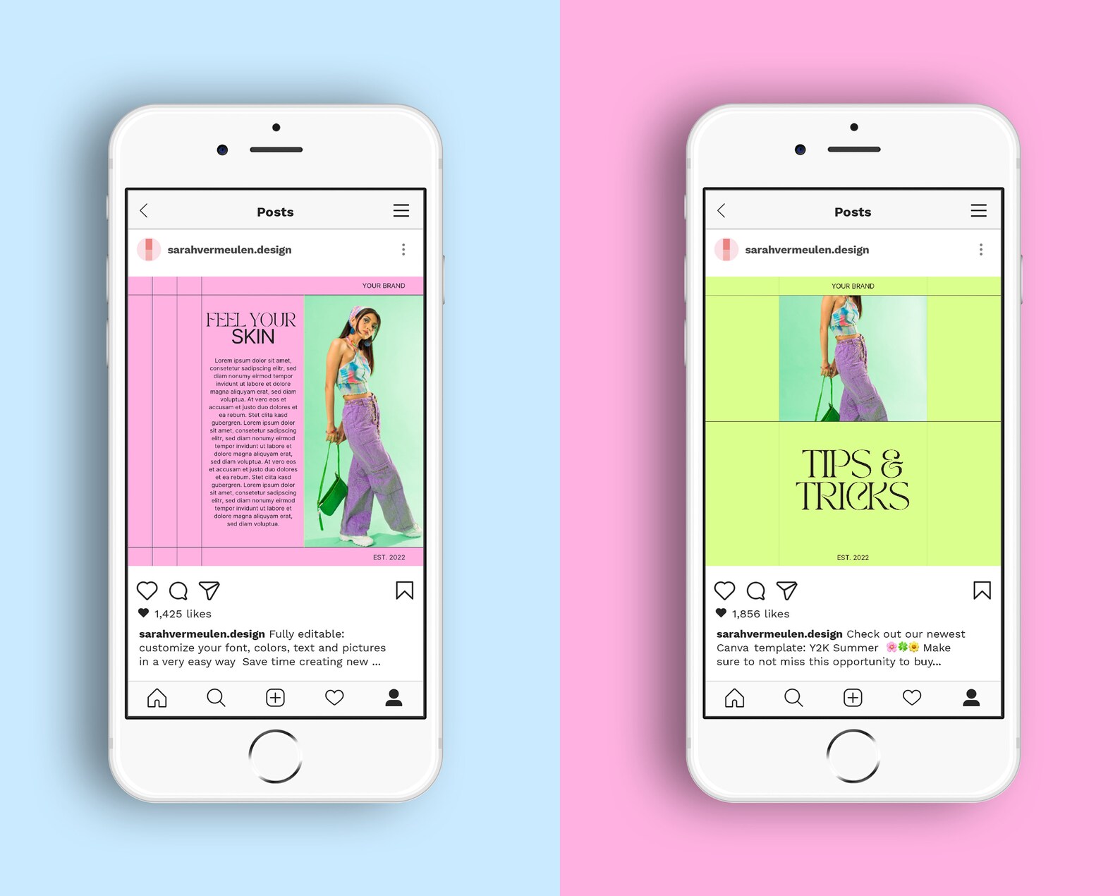 40 Instagram Post Template Bundle CANVA Y2K Techno Digital - Etsy