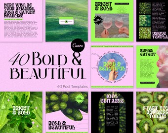 40 Instagram Post Template Bundle Canva PASTEL AESTHETIC | Etsy México