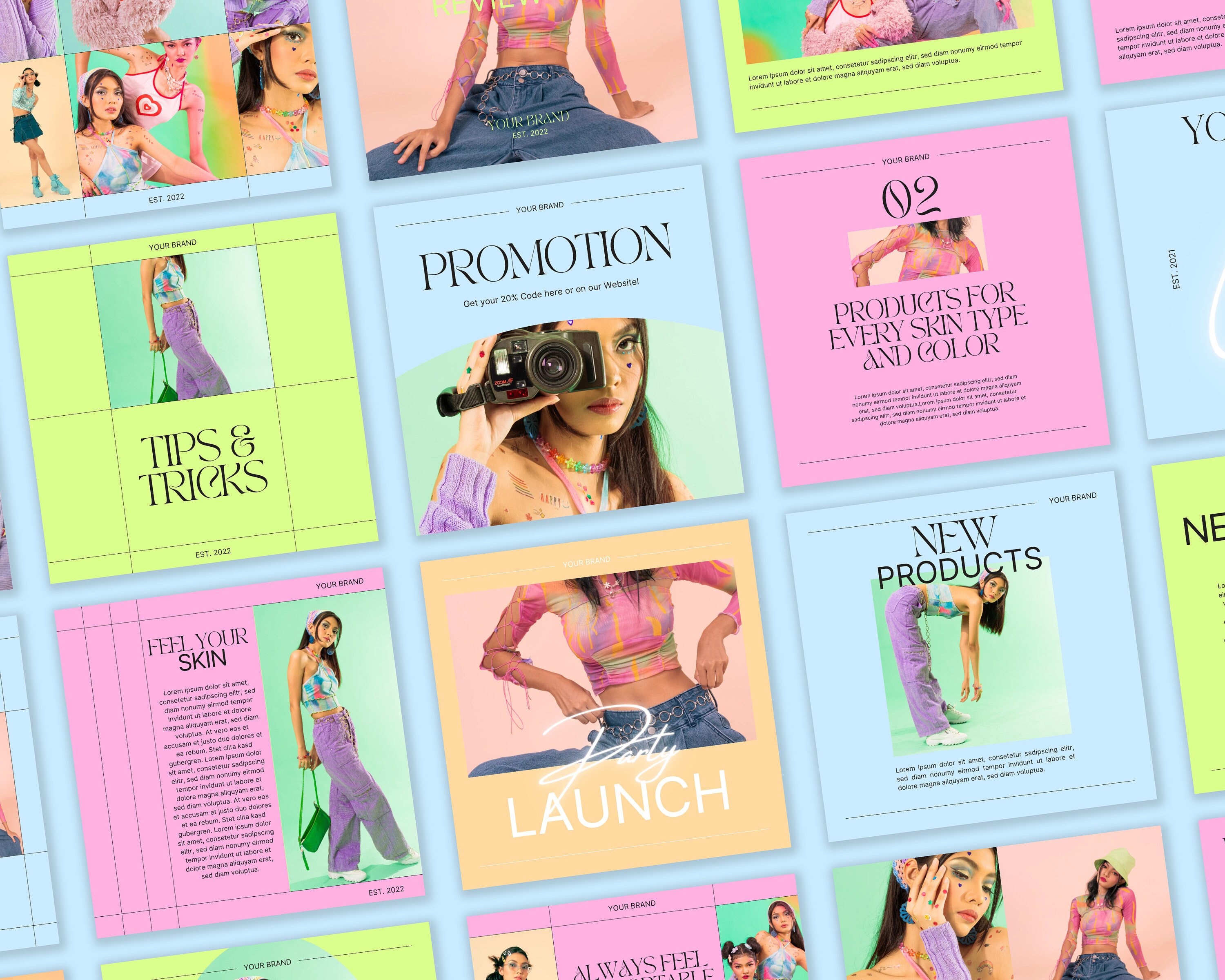 40 Instagram Post Template Bundle CANVA Y2K Techno Digital Aesthetic ...
