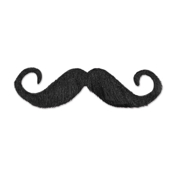 Beistle Handlebar Hairy'stache, 5-Inch, Black | Mustache Silhouette | Classic Mustache  | Fake  mustache