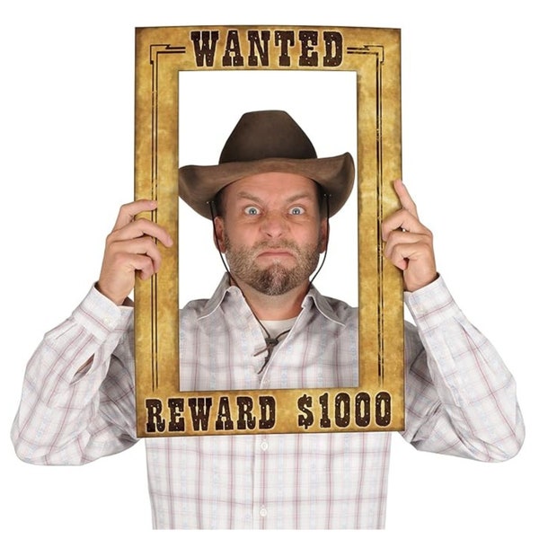 Beistle Wanted Photo Booth Fun Selfie Frame Western Party Supplies, 15.5" x 23.5", Multicolored