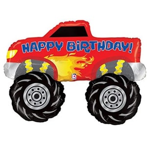 Smash & Crash Monster Truck Birthday Balloon Banner Demolition 