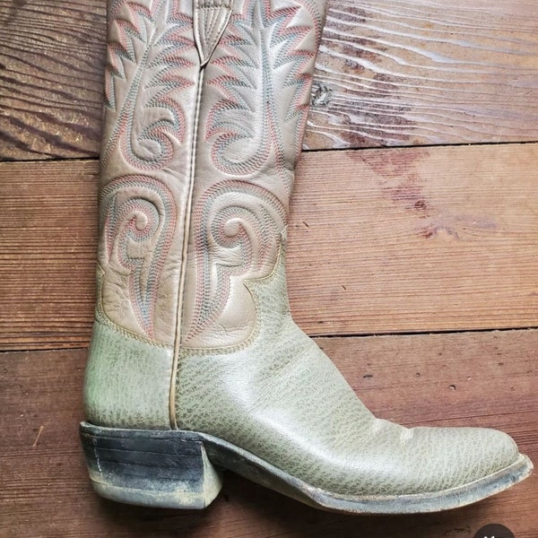 Women's pre-ban custom grey Paul Bond cowboy boots, 6.5