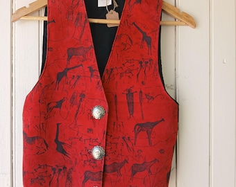 Suede Western motif vest