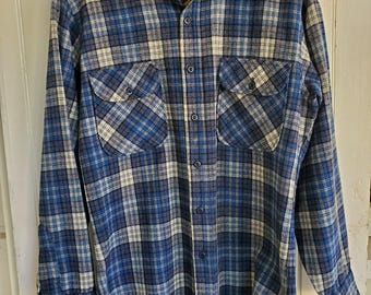 Herren Vintage blau karierter Pendleton Flanell, groß