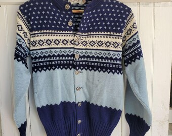 Mid-century cardigan ski sweater, size small