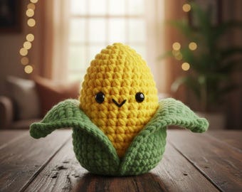 Crochet Corn Plushie - Handmade Amigurumi Stuffed Vegetable Toy
