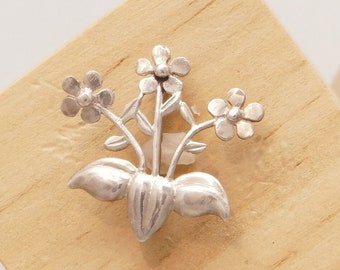 Vintage Flower Bouquet Silver Brooch Hallmarked 1993 England