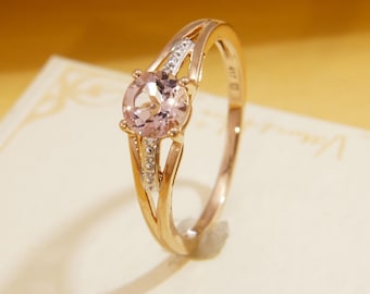 Romantic 1ct Morganite Solitaire Ring in 9ct Rose Gold Hallmarked 2008, Size P 7.75 57 Pink Gem Engagement Ring Pink Gold
