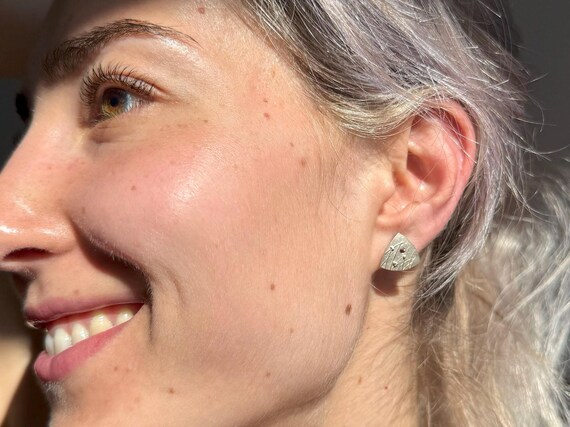 Modernist Ruby Geometric Triangle Stud Earrings i… - image 5