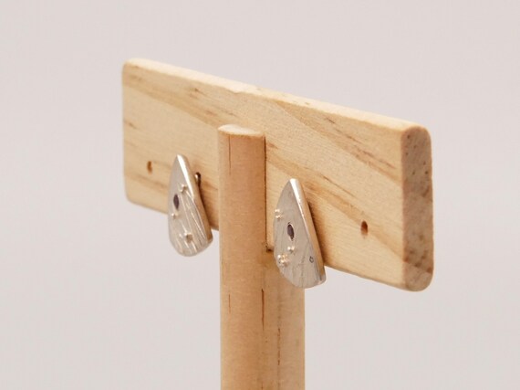 Vintage Ruby Stud Earrings in Sating Sterling Sil… - image 4