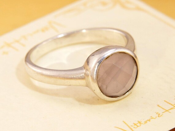 Rose Cut Rose Quartz Solitaire Solid Silver Ring … - image 5