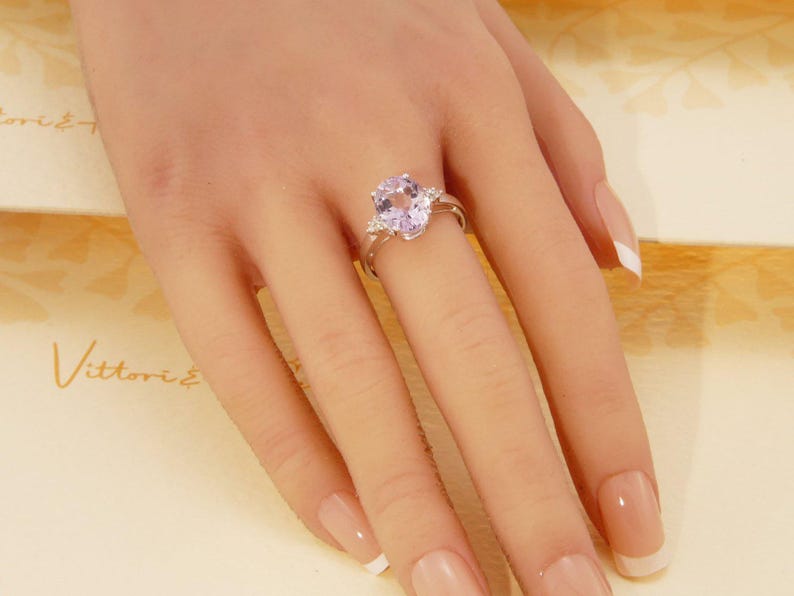 Vintage 3.5ct Kunzite & Diamond Ring 9k White Gold , Size P 7.5 55