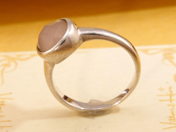 Rose Cut Rose Quartz Solitaire Solid Silver Ring … - image 2