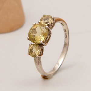 Vintage Peridot Trilogy Ring in Sterling Silver