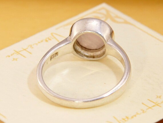 Rose Cut Rose Quartz Solitaire Solid Silver Ring … - image 6