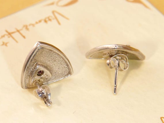 Modernist Ruby Geometric Triangle Stud Earrings i… - image 4