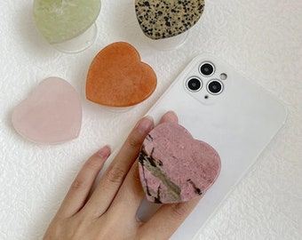 Natural Stone Heart Phone Grip