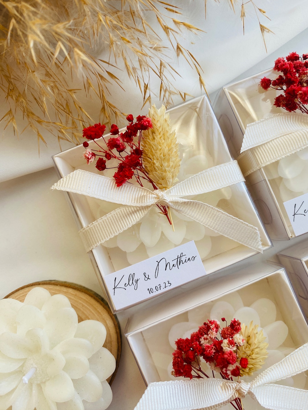 Wedding Candle Favor for Guest in Bulk, Flower Candle Favors ...