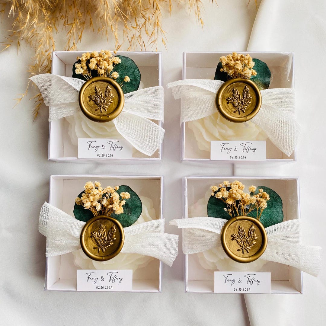 Wedding Candle Favor for Guest in Bulk, Peoney Flower Candle Favors ...